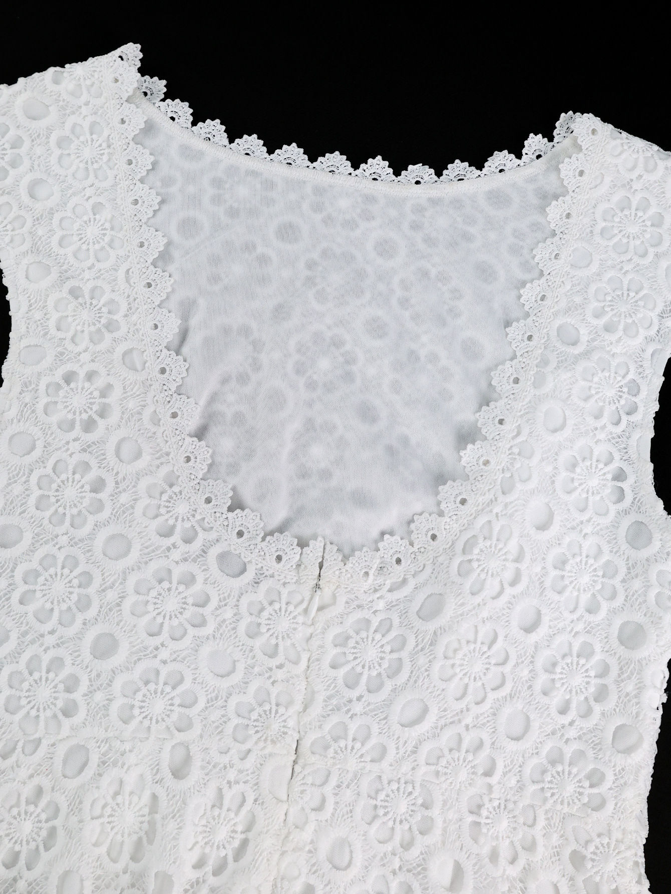 Women White Lacemesh Lace-Up Sleeveless Sexy Backless Party Dress