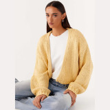 Fashion Autumn Winter Women Casual Solid Color Cardigan Knitting Sweater Coat