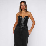 Women's Shapewear Sexy Slim Fit Bodysuit Solid Color Fashion Strapless Vest