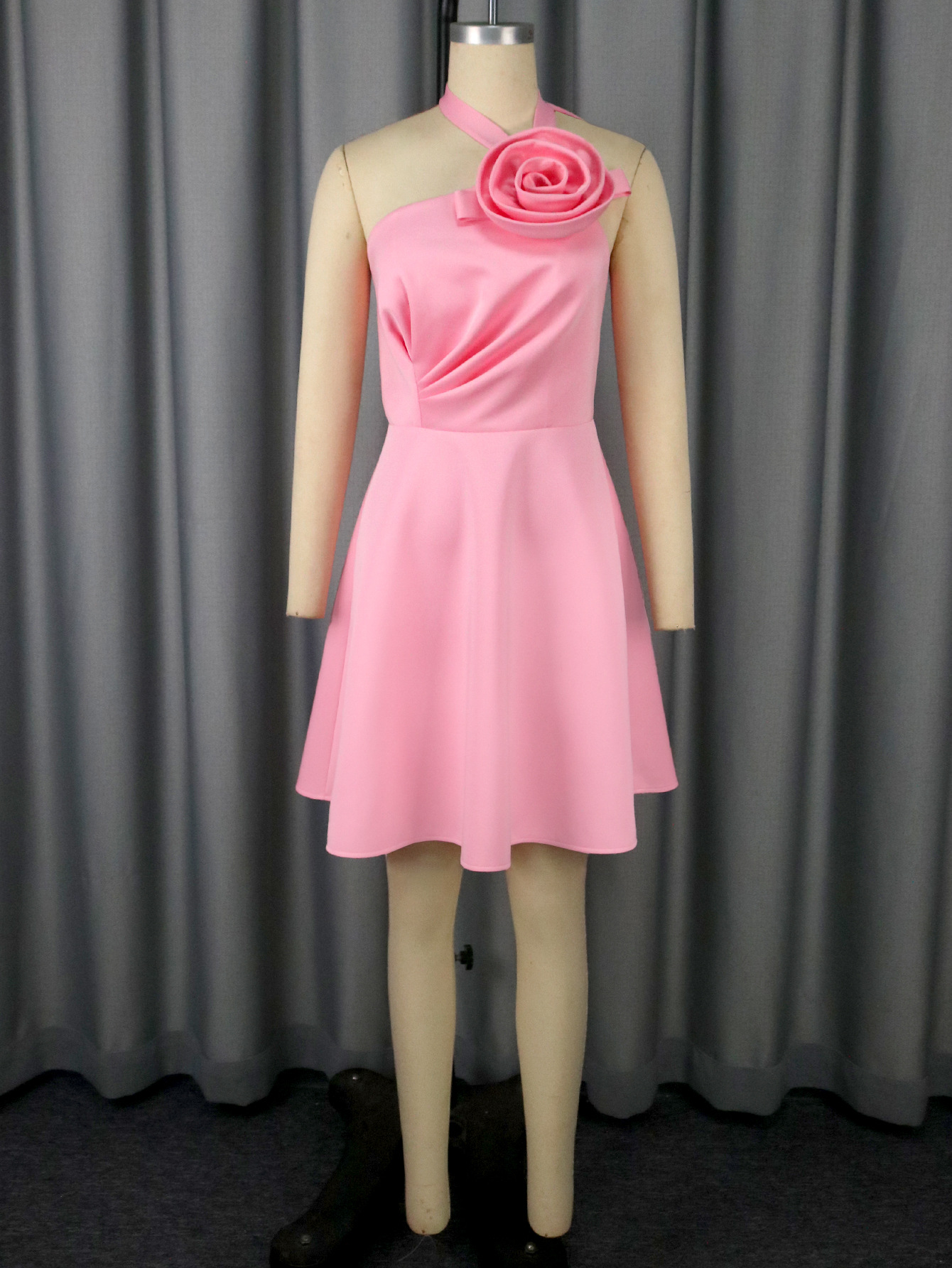 Women Sexy Rose Halter Bridesmaid Dress Elegant Dinner Dress