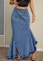 Chic Fishtail Denim Long Skirt Chic Fishtail Denim Long Skirt