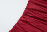 Women sexy strapless off-shoulder pleated bodycon dress