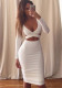 Spring Summer Style Women's Stretch Sexy Hollow V-neck Long Sleeve Nightclub Party Dress