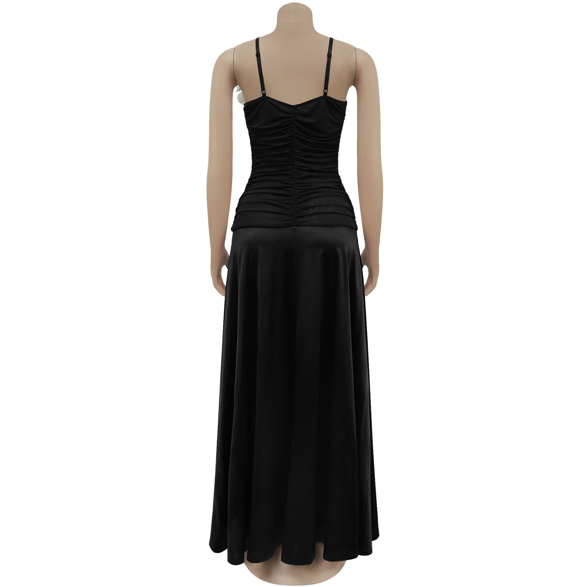 Fashion Women's Summer White Flower Strappy Maxi Dress