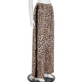 Women Fall/Winter Leopard Print Cropped Pants