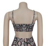 Fashion Women's Sexy Snake Pattern Print Strap Dress