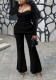 Women Summer Solid Strapless Backless Top and Pants Two-Piece Set