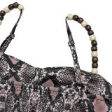 Fashion Women's Sexy Snake Pattern Print Strap Dress