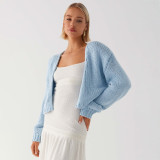 Fashion Autumn Winter Women Casual Solid Color Cardigan Knitting Sweater Coat