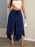 Women's Irregular Elegant Slit Denim Long Skirt