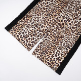 Women Fall/Winter Leopard Print Cropped Pants