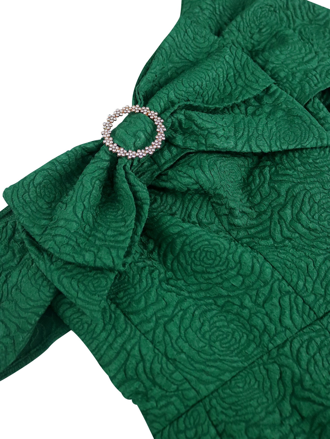 Women One-Shoulder Sexy Bow Short-Sleeve Jacquard Party Bodycon Dress