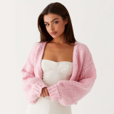 Fashion Autumn Winter Women Casual Solid Color Cardigan Knitting Sweater Coat