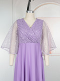 Muslim Dubai Women's African Sleeve Loose Casual Beaded Robe Dress