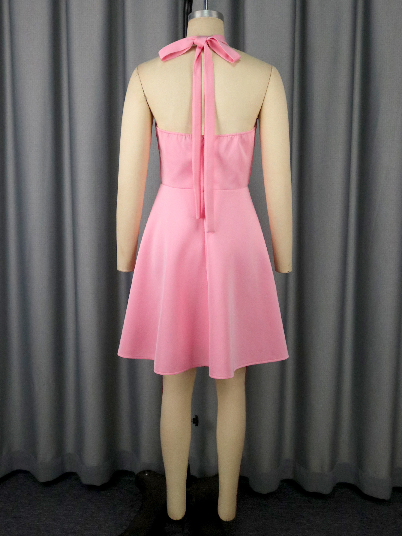 Women Sexy Rose Halter Bridesmaid Dress Elegant Dinner Dress