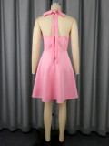 Women Sexy Rose Halter Bridesmaid Dress Elegant Dinner Dress