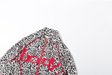 Women Fall/Winter Stand Collar Zippered Patchwork Leopard Print Top and Pants