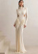 Autumn Women's Solid Color Long Sleeve High Neck Chic Slim Fit Pleated Low Back Long Dress