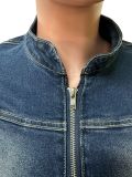 Women's Washed Western Stretch Casual Denim Two Piece Pants Set