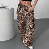 Women Fall/Winter Leopard Print Cropped Pants