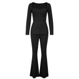 Women Summer Solid Strapless Backless Top and Pants Two-Piece Set