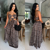 Fashion Women's Sexy Snake Pattern Print Strap Dress