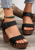 Summer Women Shoes One-Strap Peep-Toe Belt Buckle High Heel Casual Sandals Summer Women Shoes One-Strap Peep-Toe Belt Buckle High Heel Casual Sandals