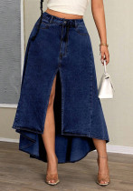 Women's Irregular Elegant Slit Denim Long Skirt Women's Irregular Elegant Slit Denim Long Skirt