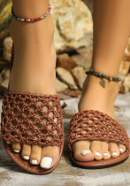 Women Outdoor Wear Summer Casual Flat Hollowout Solid Color One-Strap Sandals Women Outdoor Wear Summer Casual Flat Hollowout Solid Color One-Strap Sandals