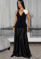 Fashion Women's Summer White Flower Strappy Maxi Dress Fashion Women's Summer White Flower Strappy Maxi Dress