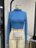 Women Fall Round Neck Long-Sleeved Cropped Top