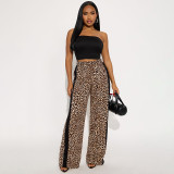 Women Fall/Winter Leopard Print Cropped Pants
