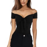 Women's Spring V-Neck Off Shoulder Slim Fit T-Shirt