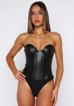 Women's Shapewear Sexy Slim Fit Bodysuit Solid Color Fashion Strapless Vest