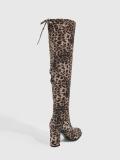 Women Sexy Block-Heeled High-Heeled Boots with Lace-Up Backs for Winter High-Heeled Boots
