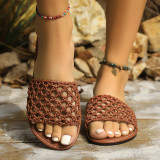 Women Outdoor Wear Summer Casual Flat Hollowout Solid Color One-Strap Sandals