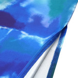 Women Printed Cropped Top and Skirt Two-Piece Set
