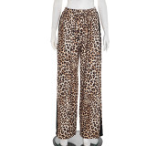 Women Fall/Winter Leopard Print Cropped Pants