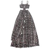 Fashion Women's Sexy Snake Pattern Print Strap Dress