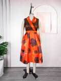 Plus Size Women's African Sleeveless Summer Sexy Print Dress