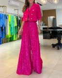 Women Winter Leopard Sequin Casual Pants