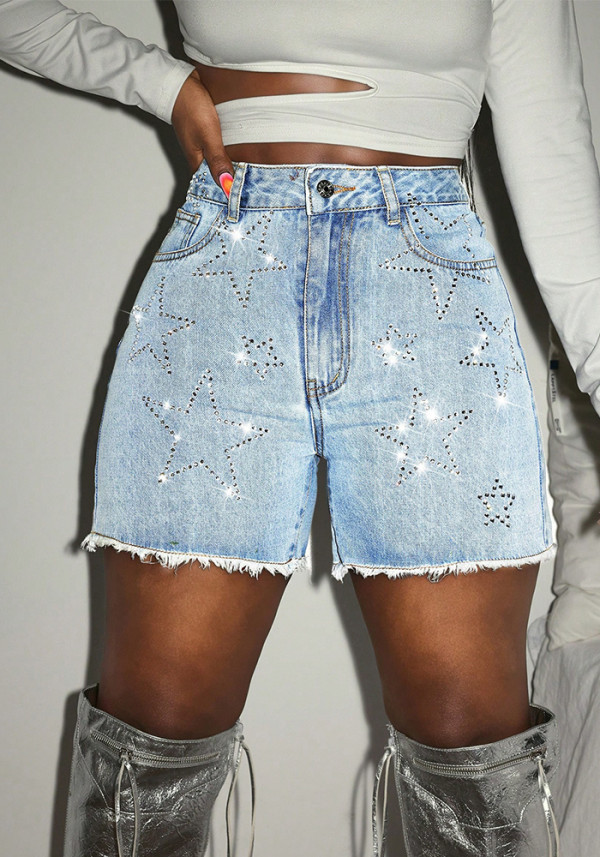 Fashion Star Sequins Denim Shorts