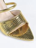 Women Pointed-Toe High-Heeled Gold Slipper Heels