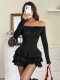 Women Spring/Autumn Round-Neck Pleated Sexy Elegant Bodycon Dress