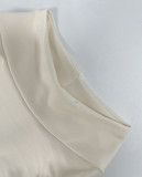 Autumn Women's Solid Color Long Sleeve High Neck Chic Slim Fit Pleated Low Back Long Dress