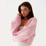 Fashion Autumn Winter Women Casual Solid Color Cardigan Knitting Sweater Coat