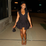 Fashion Women's V-Neck Flounce Hem Short Party Dress