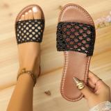 Women Outdoor Wear Summer Casual Flat Hollowout Solid Color One-Strap Sandals