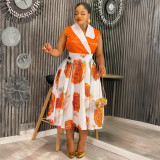 Plus Size Women's African Sleeveless Summer Sexy Print Dress