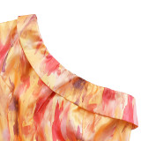 African Sexy Slash Shoulder Women's Plus Size Print Dress